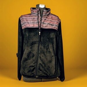 Fila Sport Black Fleece Jacket with Colorful Geometric Trim Size L